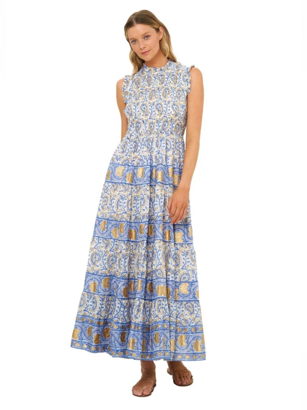 OLIPHANT SMOCKED MAXI DRESS Marseille Blue